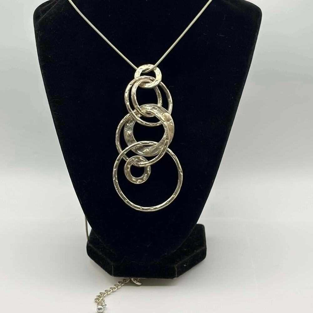 Y2K Silver Multi Ring Necklace
